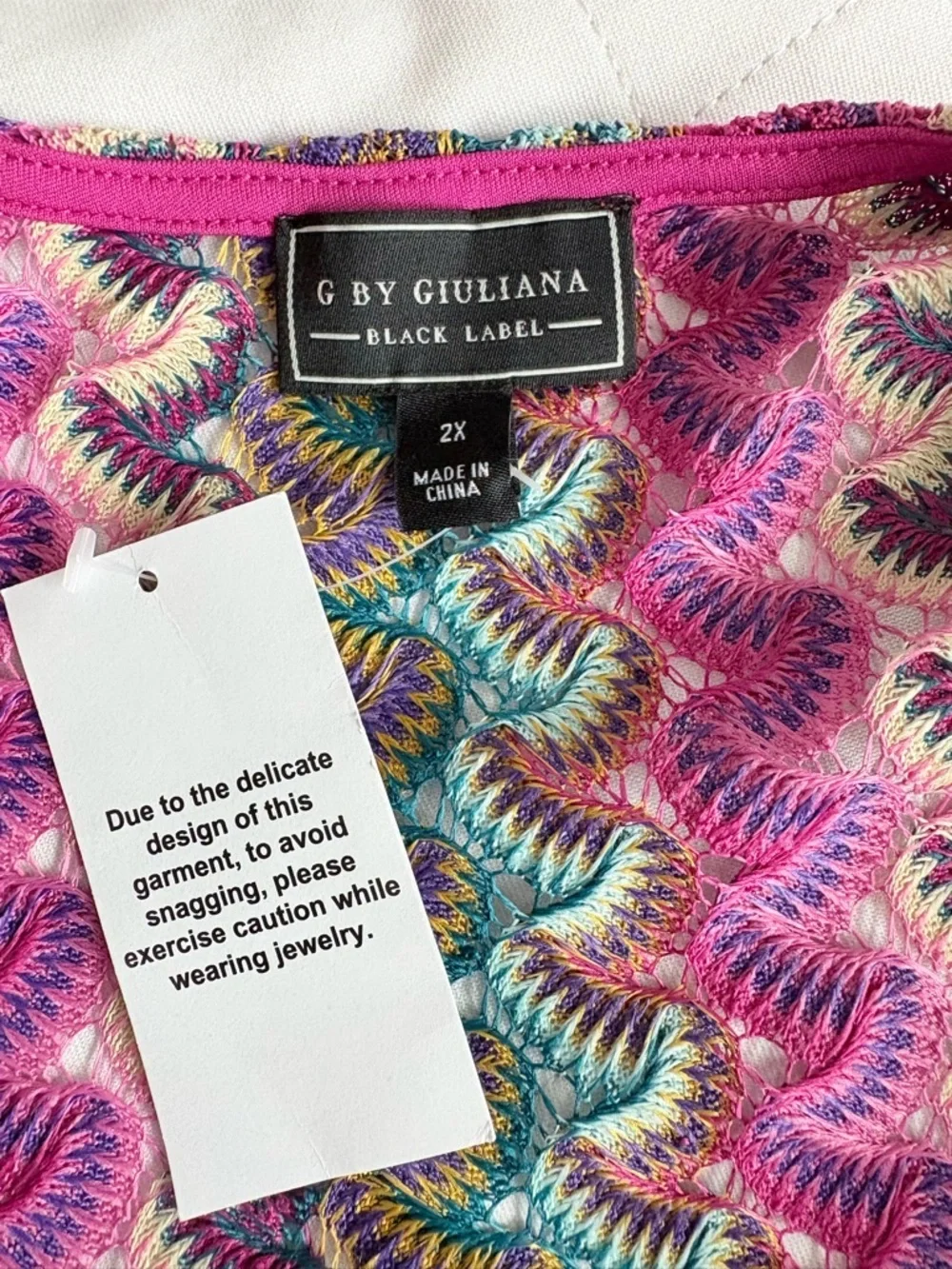 G By Giuliana Black Label Colorful Knit Open Front Cardigan